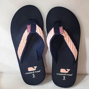 VINEYARD VINES‎ PINK STRIPED FLIP FLOPS SANDALS (sz 5)
